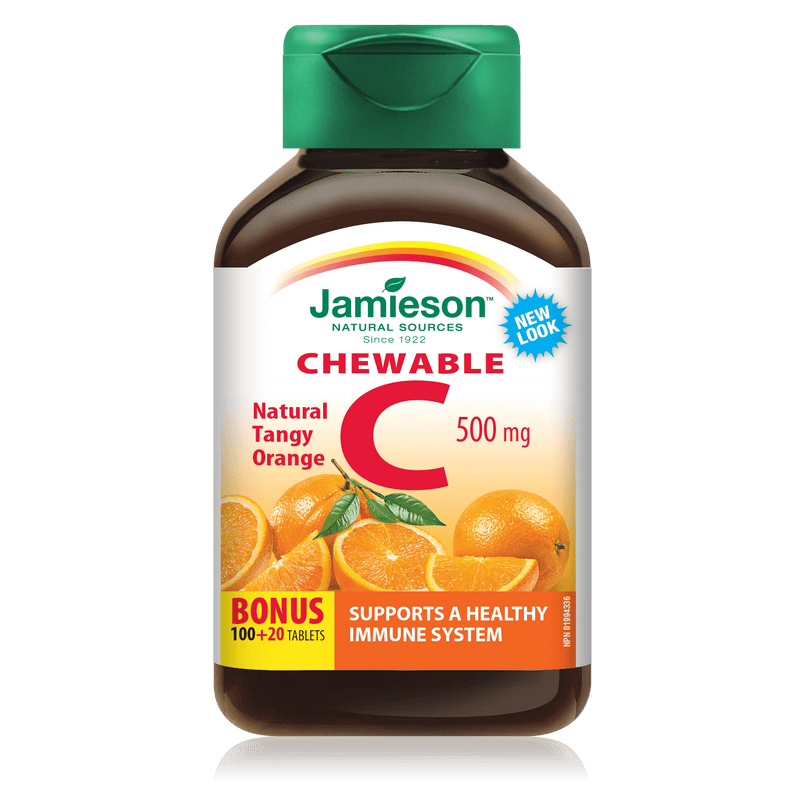 Jamieson 츄어블 C 500mg 톡 쏘는 오렌지 120정