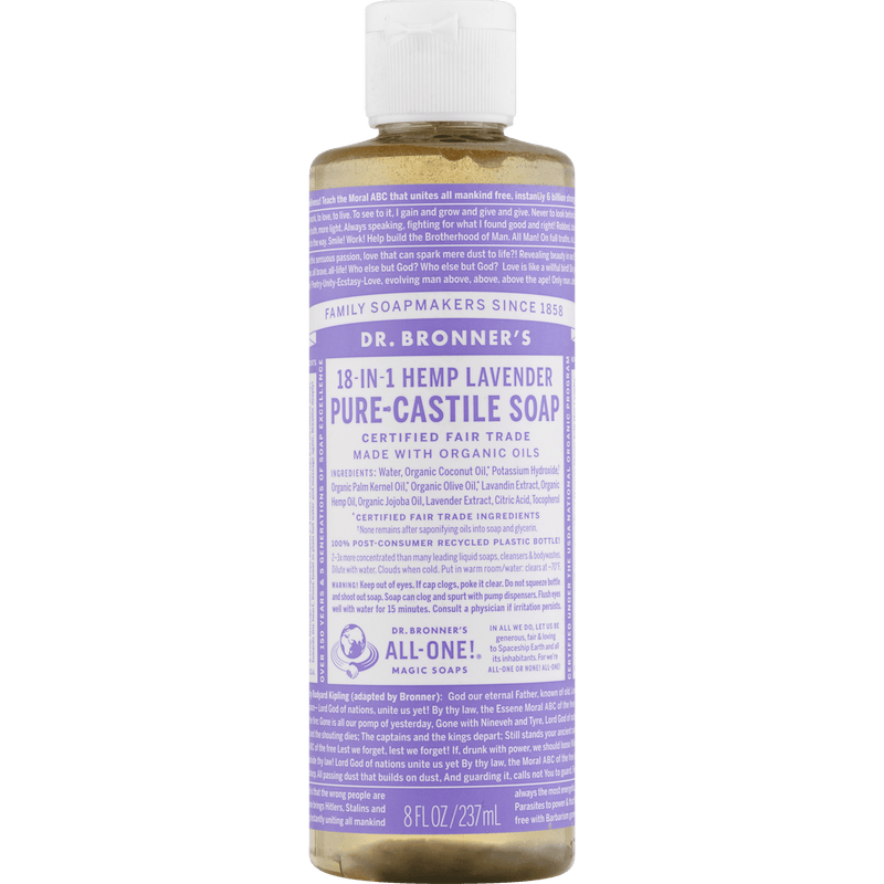 Dr. Bronner's, Pure Castile Soap 18-in-1, Lavender, 237mL