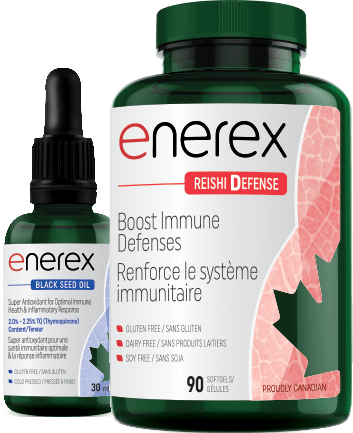 Enerex Reishi Defense 90 Softgels + FREE Black Seed Oil 30 mL
