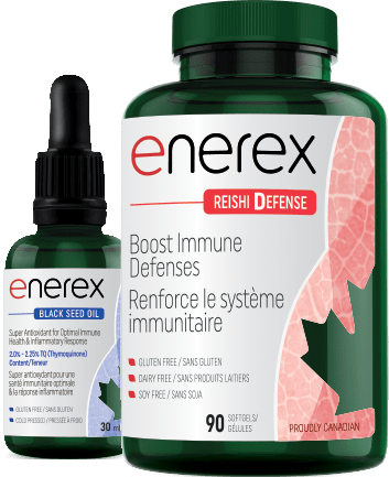 Enerex Reishi Defense 90 소프트젤 + 무료 블랙 씨드 오일 30mL 