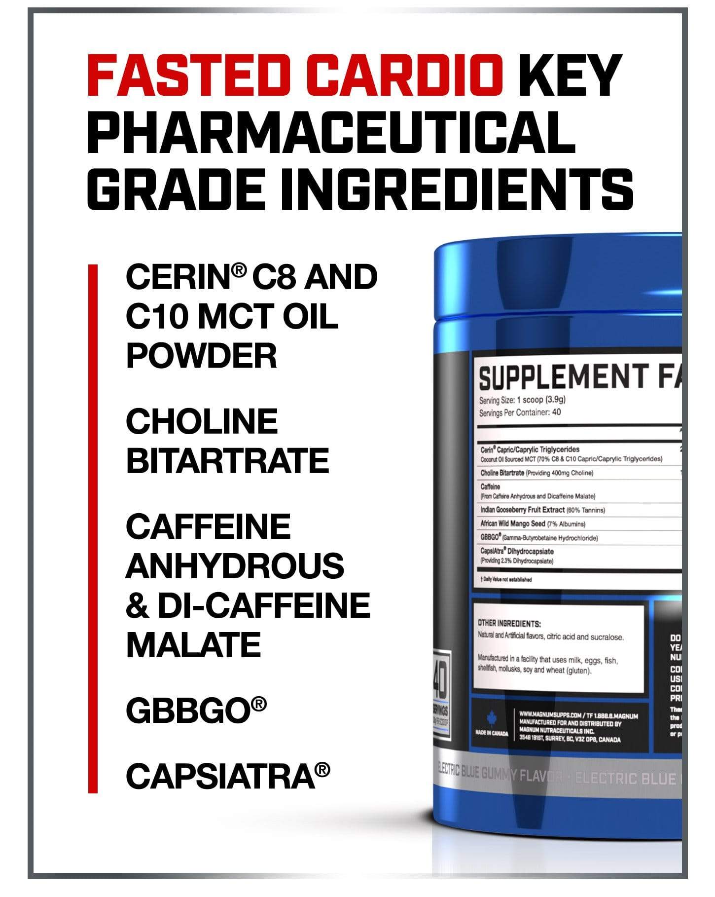 Magnum Nutraceuticals Fasted Cardio 158 g - Red Candy Blast Flavour