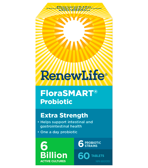 Renew Life FloraSMART Extra Strength 6 Billion Active Cultures 60 Tablets