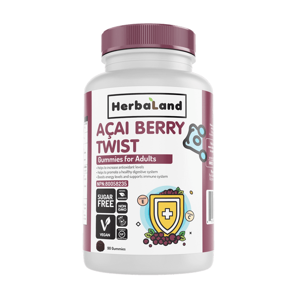 Herbaland Acai Berry Twist 90 Vegan Gummies For Adults (Sugar-Free)