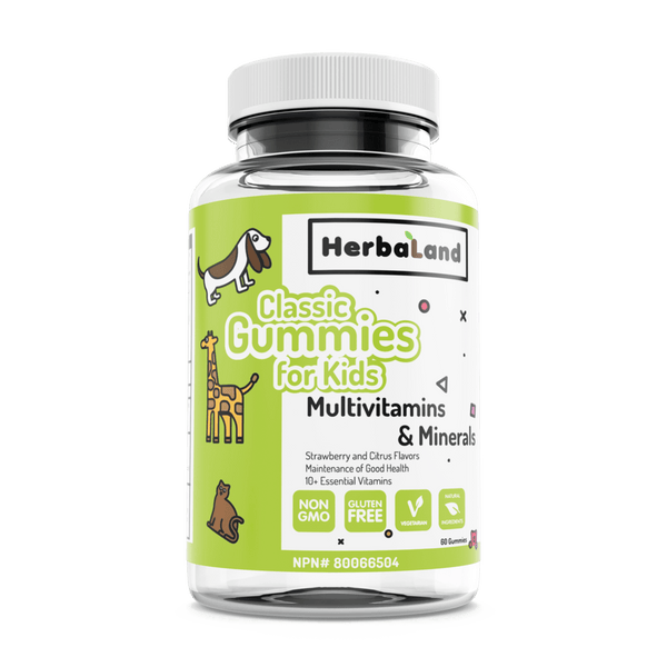 HerbaLand Classic Gummies for Kids Multivitamins & Minerals, Strawberry & Citrus Flavour, 60 Gummies