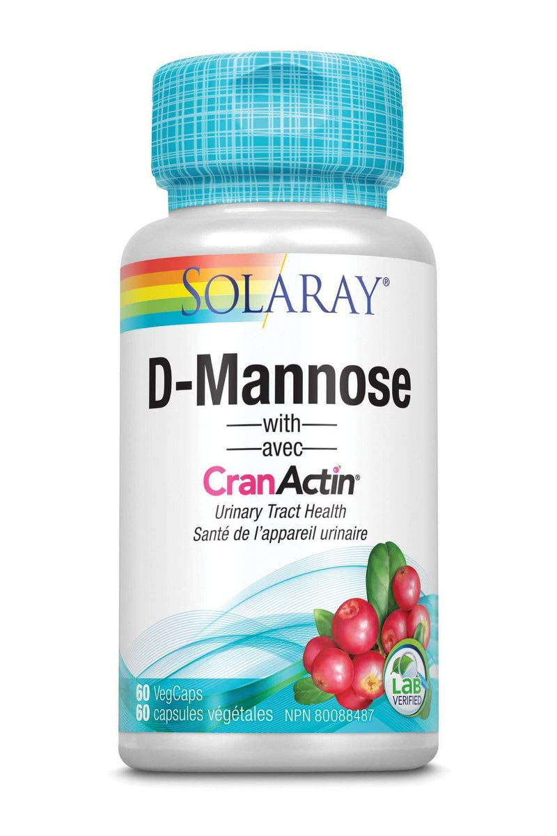 Solaray D-Mannose مع مستخلص التوت البري CranActin 500 مجم، 60 كبسولة على شكل حرف V