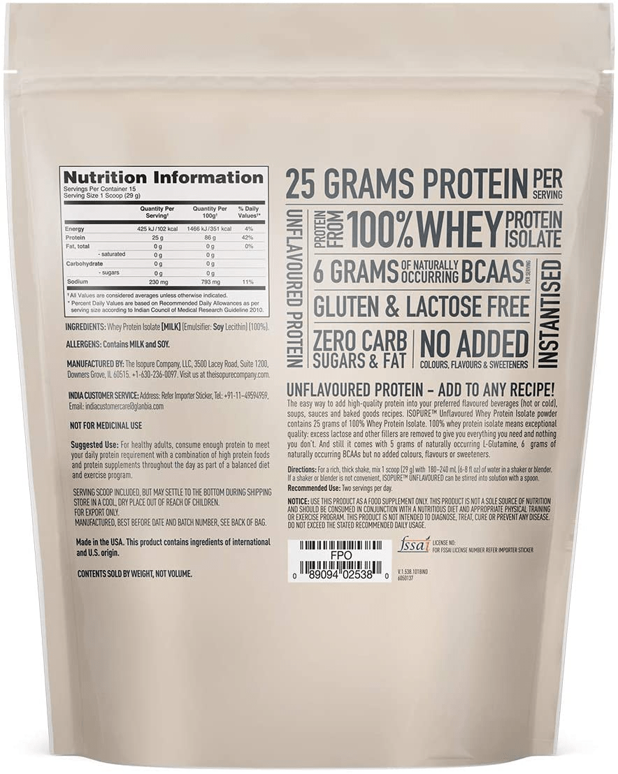 ISOPURE Zero Carb Protein Powder, Unflavoured