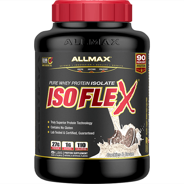 ALLMAX, Isoflex, Pure Whey Protein Isolate, Cookies and Cream, 2.27 kg (5 lbs)