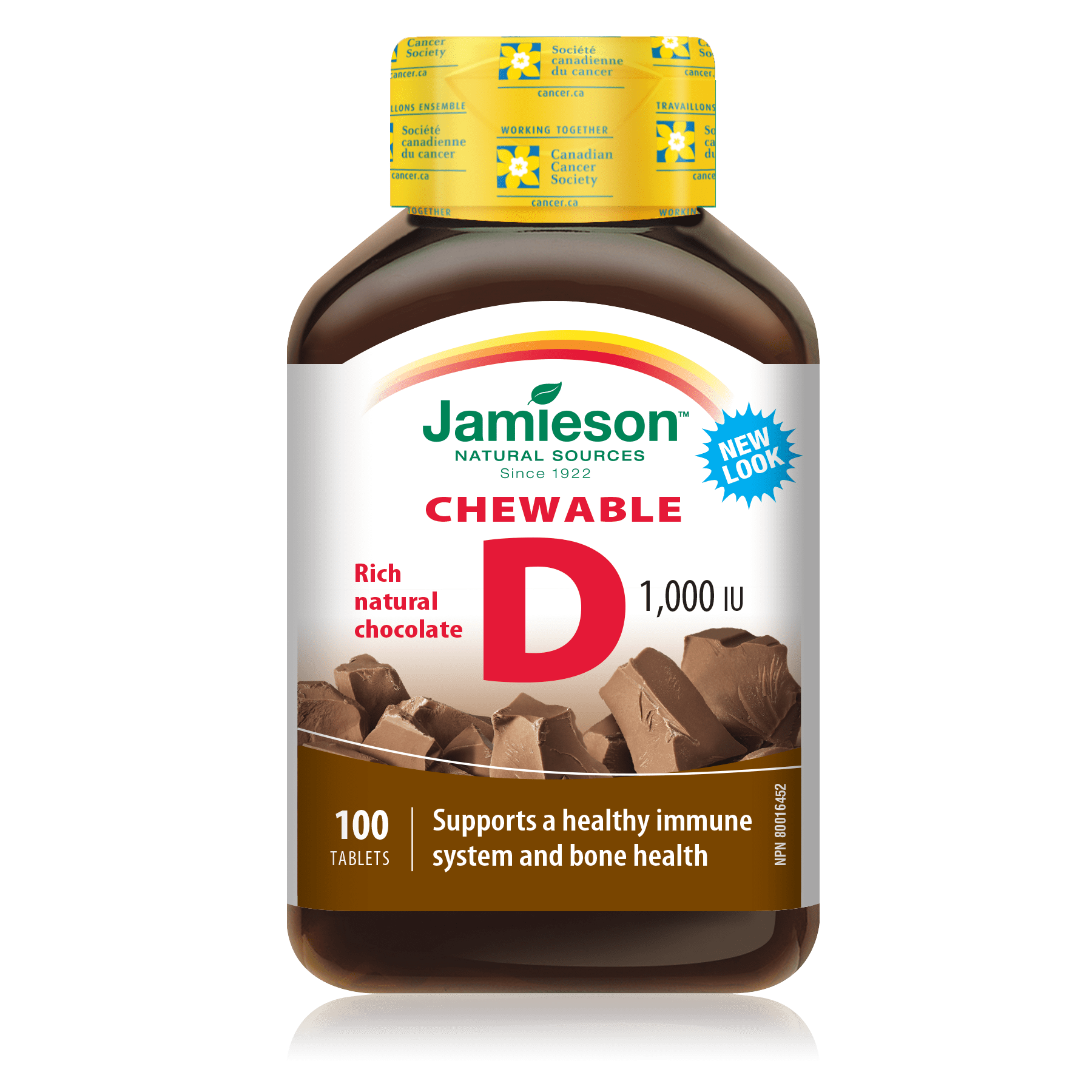 Jamieson Chewable Vitamin D3 1000 IU Rich Natural Chocolate 100 Tablets