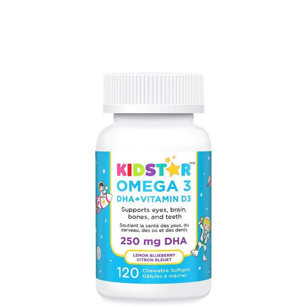 KidStar Nutrients أوميغا 3 DHA + فيتامين D3 كبسولات هلامية قابلة للمضغ