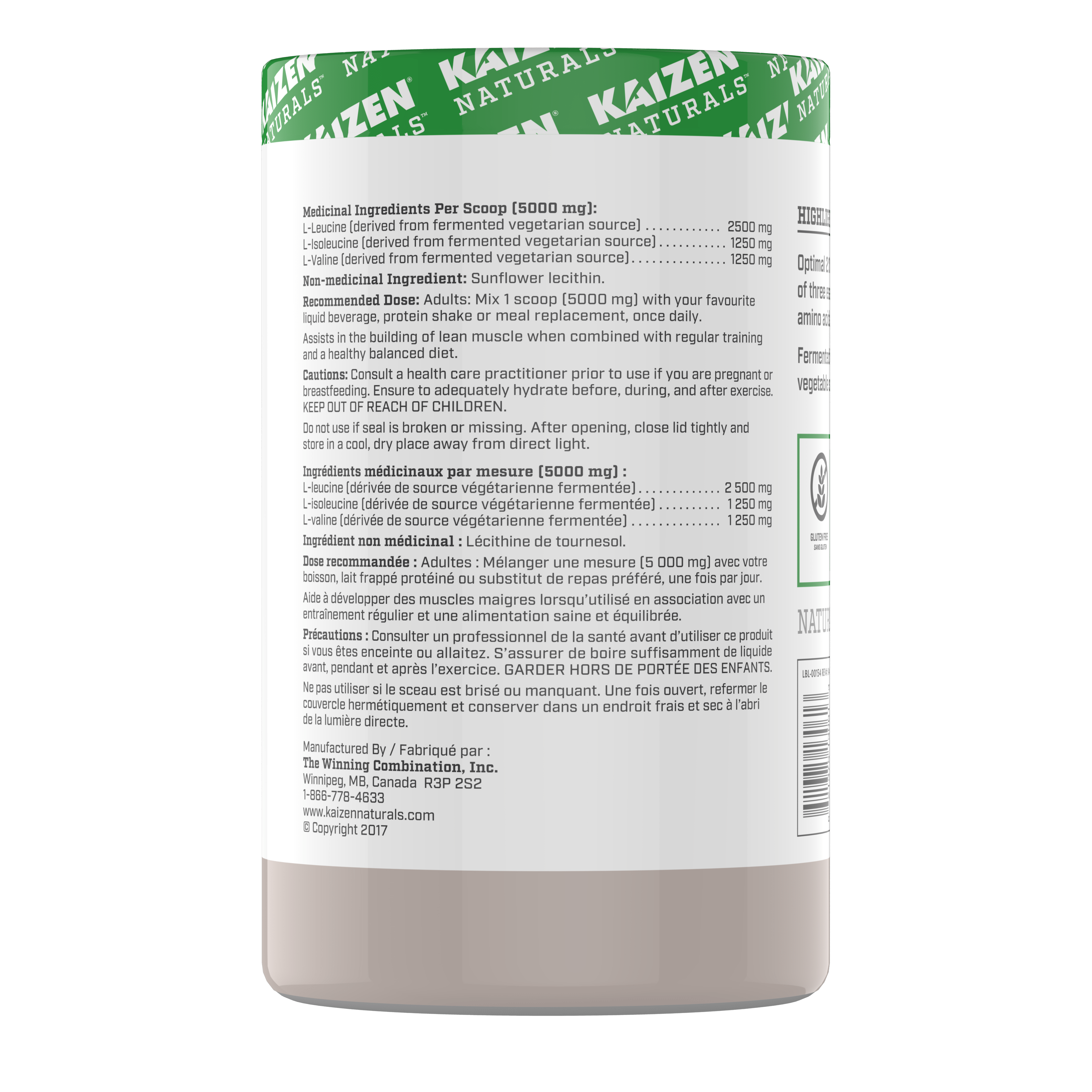 Kaizen BCAA's Unflavoured 300g