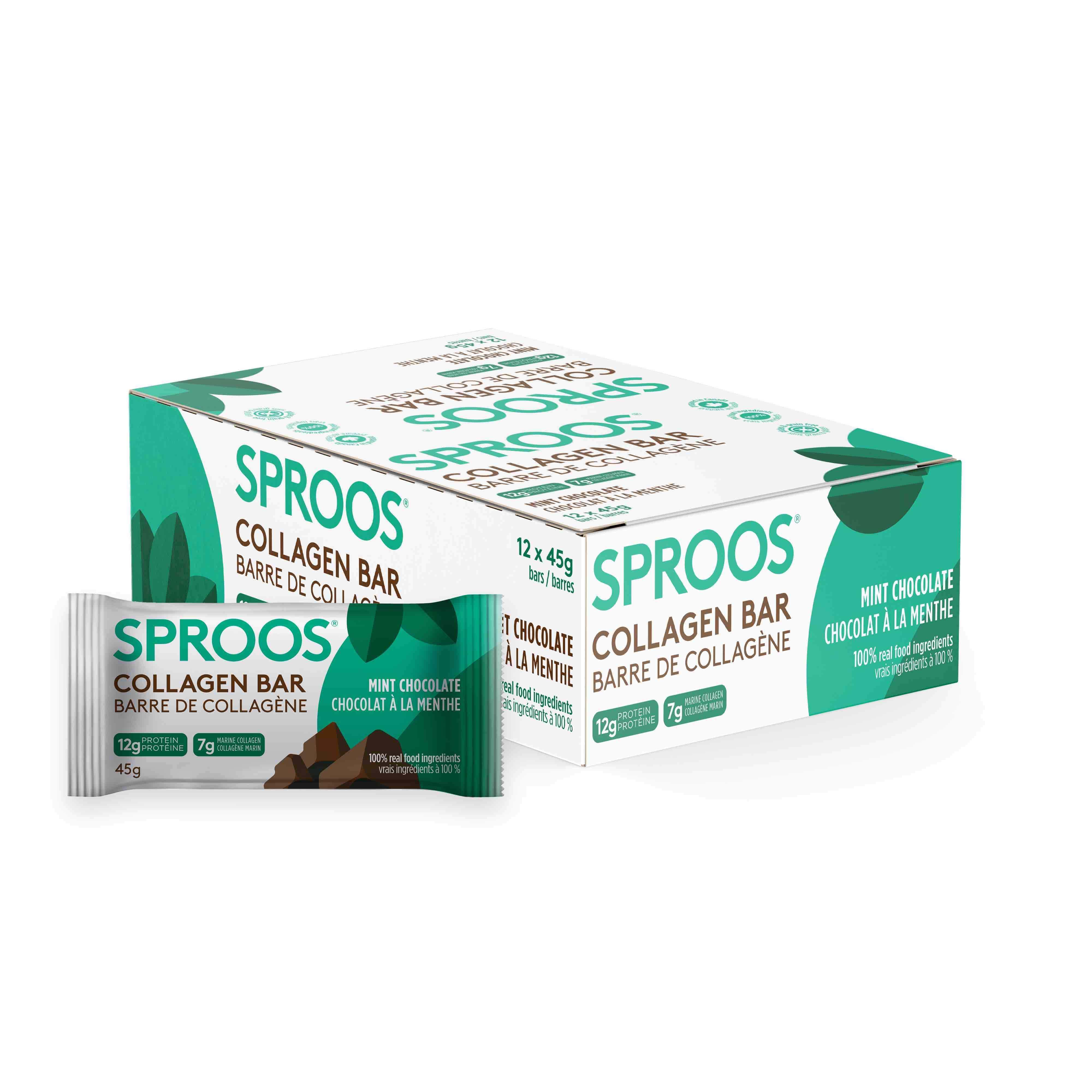 Sproos Marine Collagen Bar, Mint Chocolate (12pk)