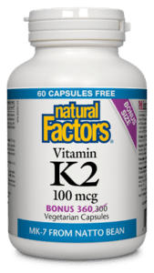 Natural Factors, 비타민 K2, 100mcg, 300+60 식물성 캡슐 
