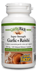 ناتشورال فاكتورز - الثوم الغني بالقوة الفائقة + الريشي 300 مجم - 120 كبسولة