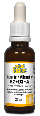 Natural Factors 비타민 K2+D3+A 50mcg · 1000IU · 500IU