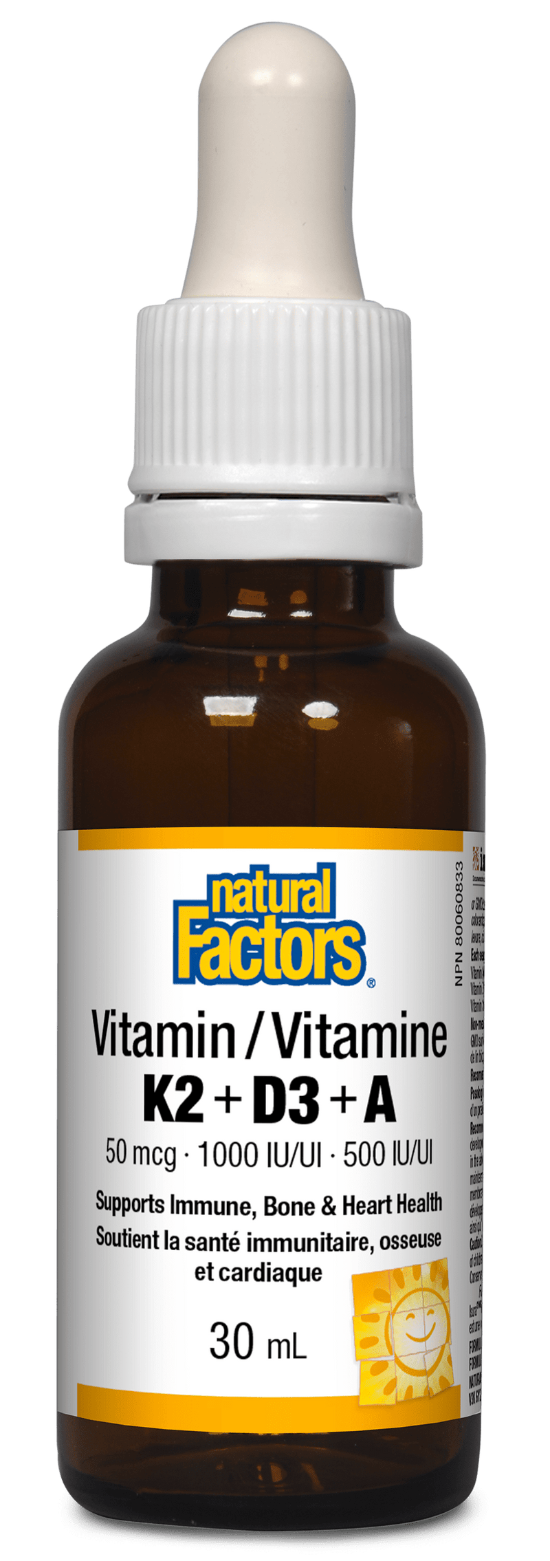 Natural Factors Vitamin K2+D3+A 50 mcg · 1000 IU · 500 IU