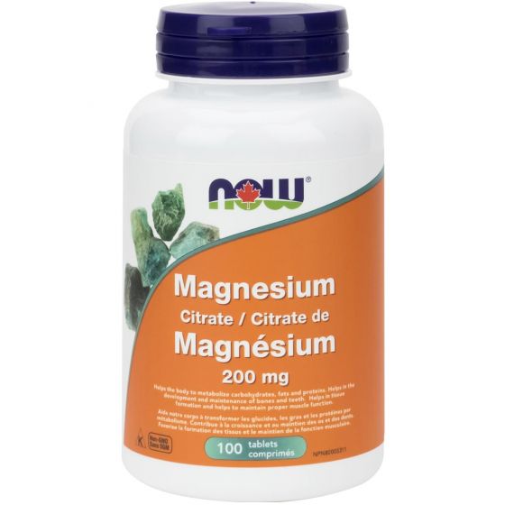 NOW, Magnesium Citrate, 200mg, 100 Tablets