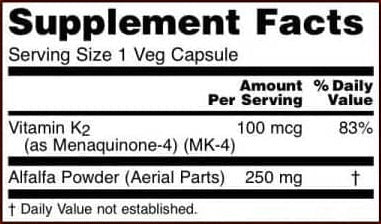 Now Foods, Vitamin K-2, 100mcg, 100 Veg Capsules
