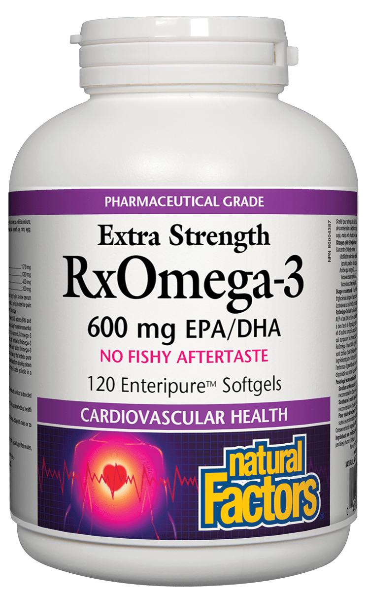 Natural Factors RxOmega-3 600 mg Extra Strength Softgels