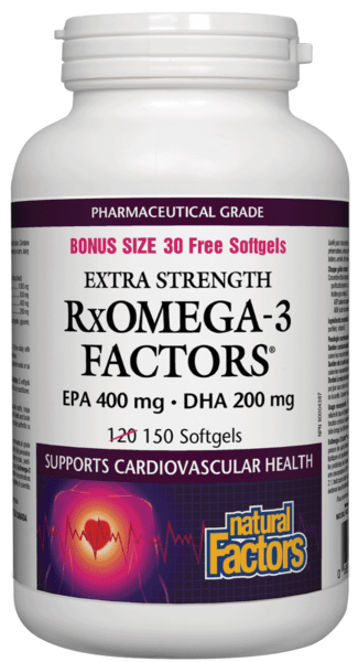 Natural Factors RxOmega-3 Factors Extra Strength BONUS SIZE 150 Softgels