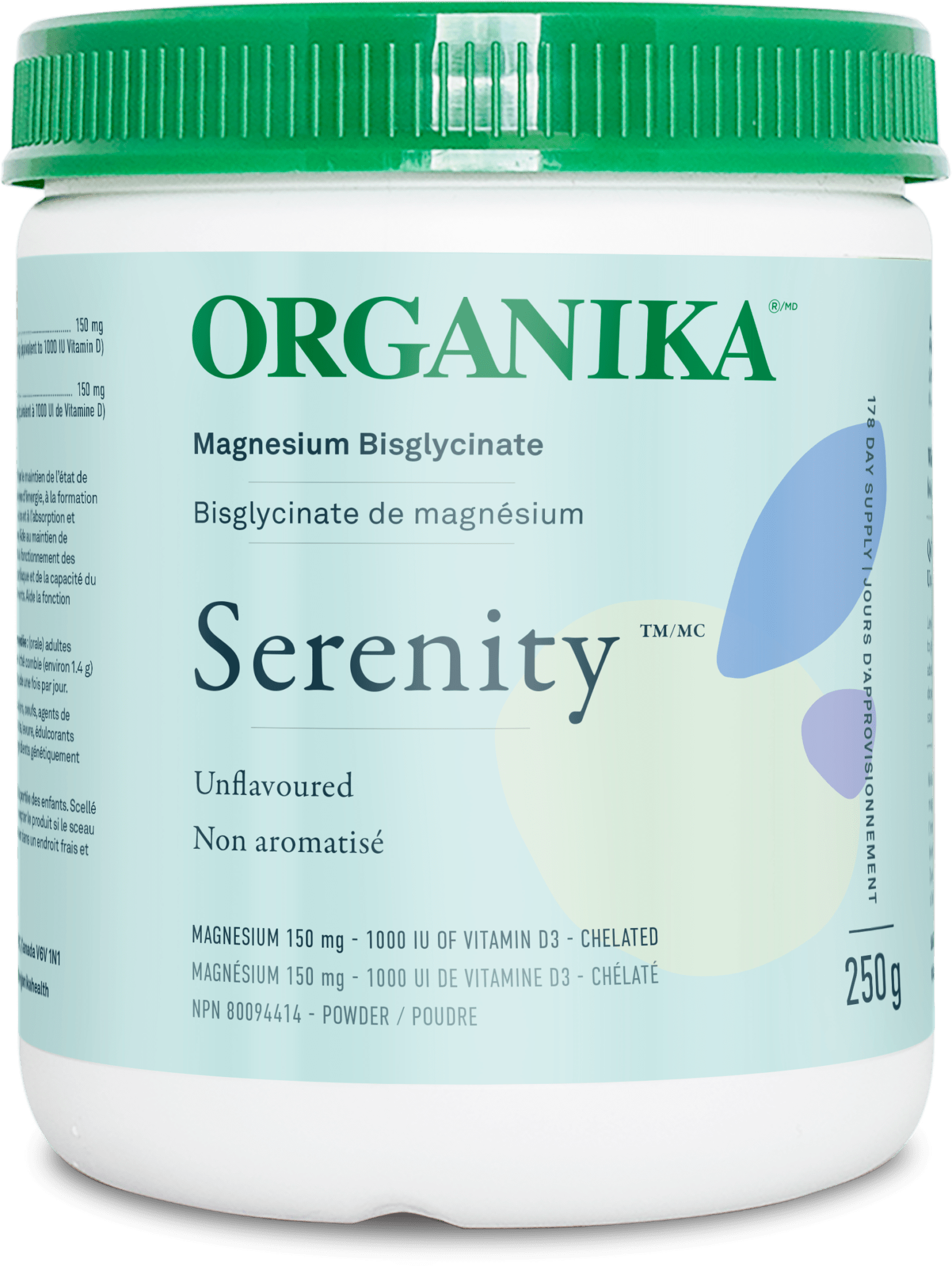 Organika Serenity - Magnesium Bisglycinate 150mg Unflavoured 250g
