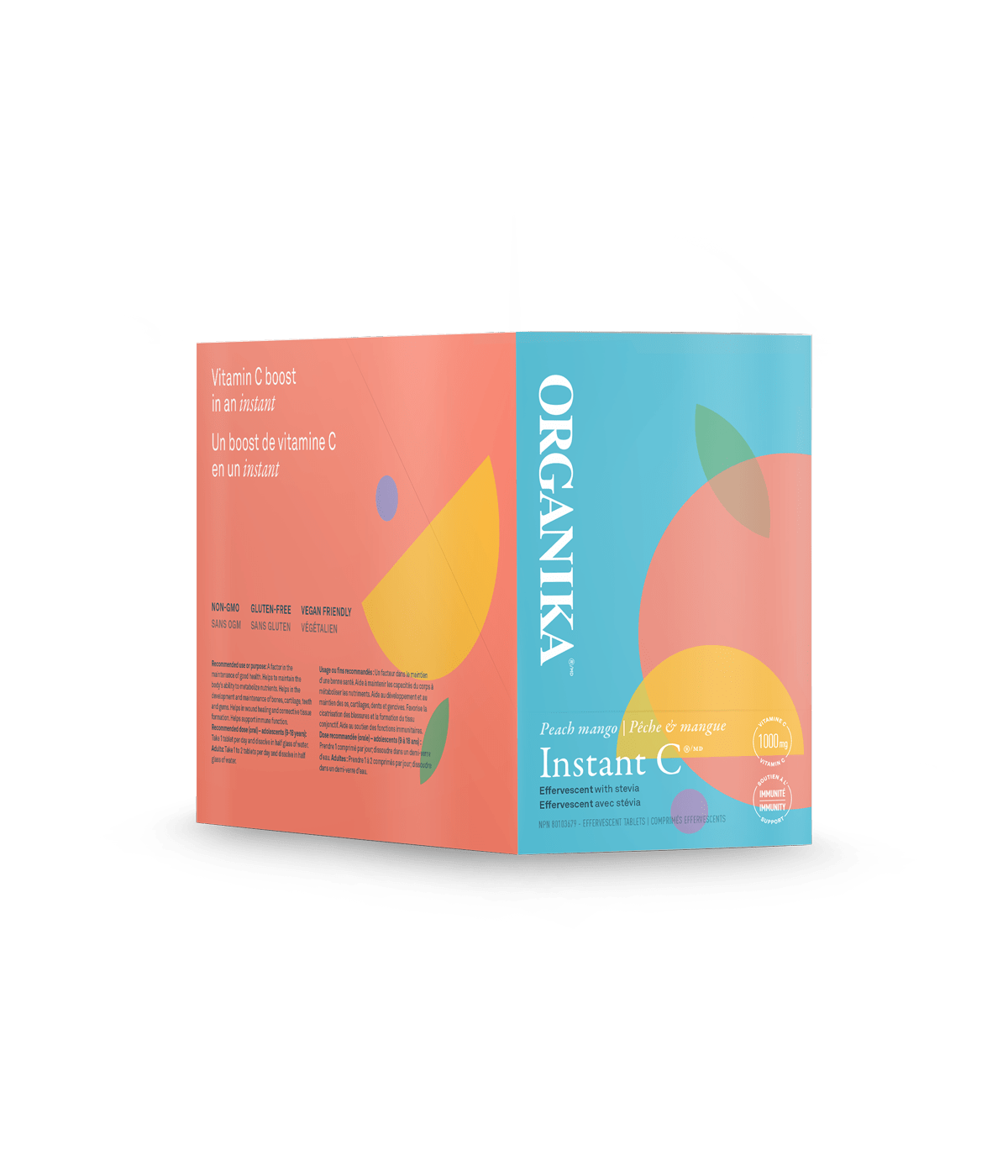 Organika, Instant C, Peach Mango, Box of 8 Tubes x 10 Effervescent Tablets