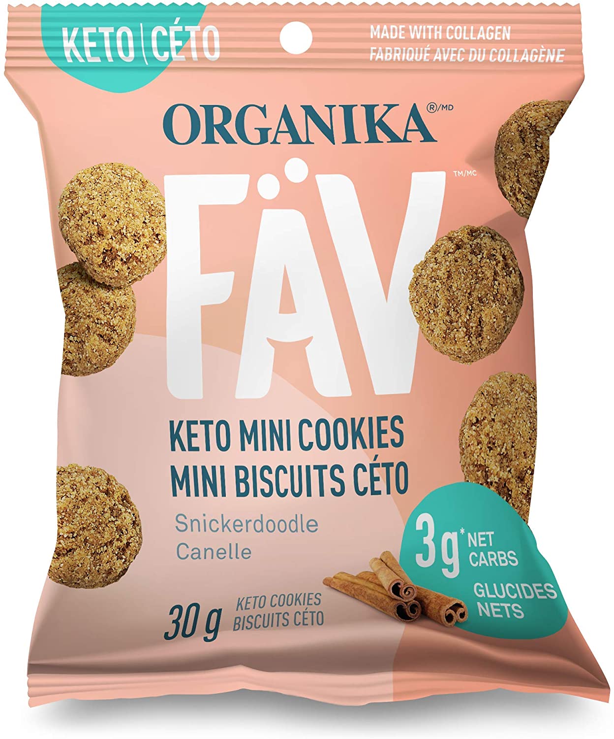 Organika FAV Keto Mini Cookies Snickerdoodle Flavour