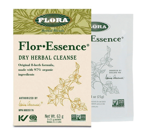 Flora, 플로-에센스 드라이 허브 클렌징, 63g(3 x 21g 패킷)