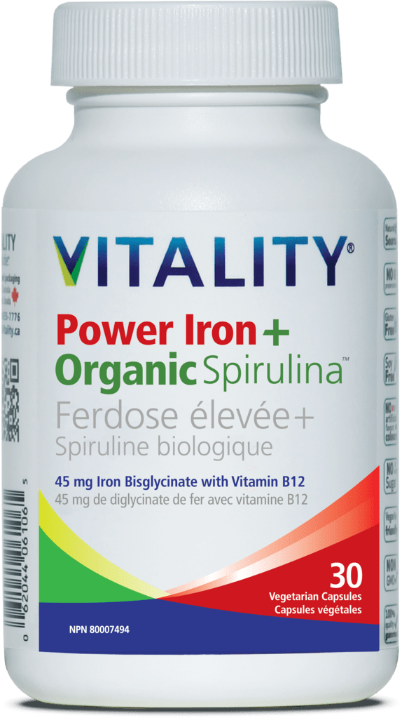 Vitality Power Iron + Organic Spirulina 30 Capsules