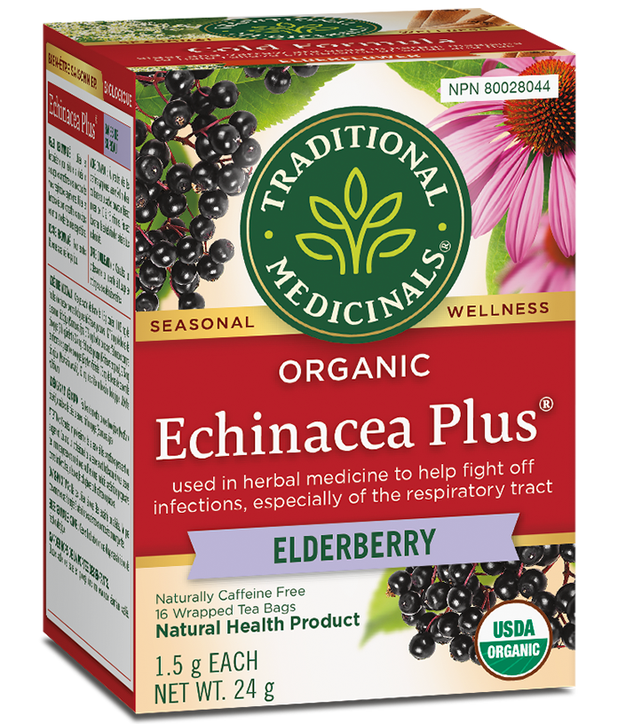 Traditional Medicinals, Organic Echinacea Plus®, 엘더베리 차, 티백 16개, 24g