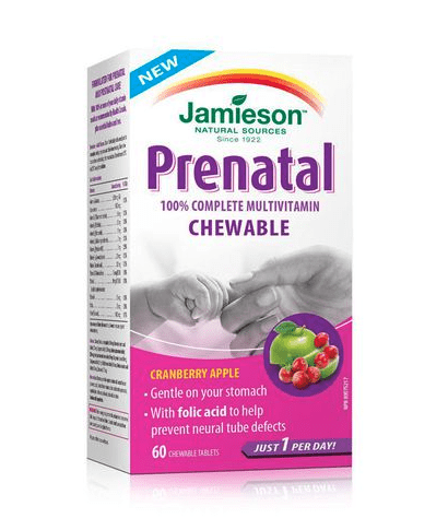 Jamieson Prenatal Chewable Multivitamin Cranberry Apple 60 Tablets