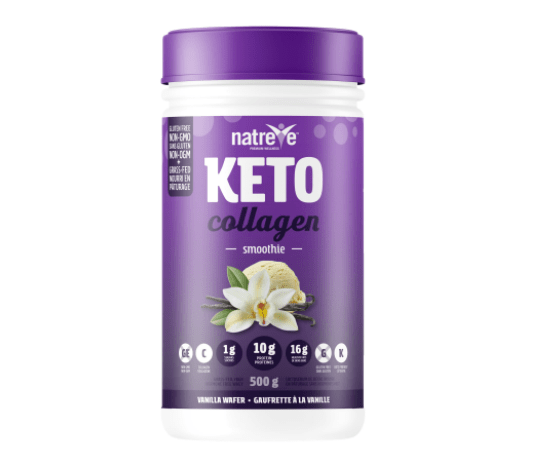 Natreve Keto Grass-Fed Whey Marine Collagen Powder French Vanilla Wafer Sundae 500 g