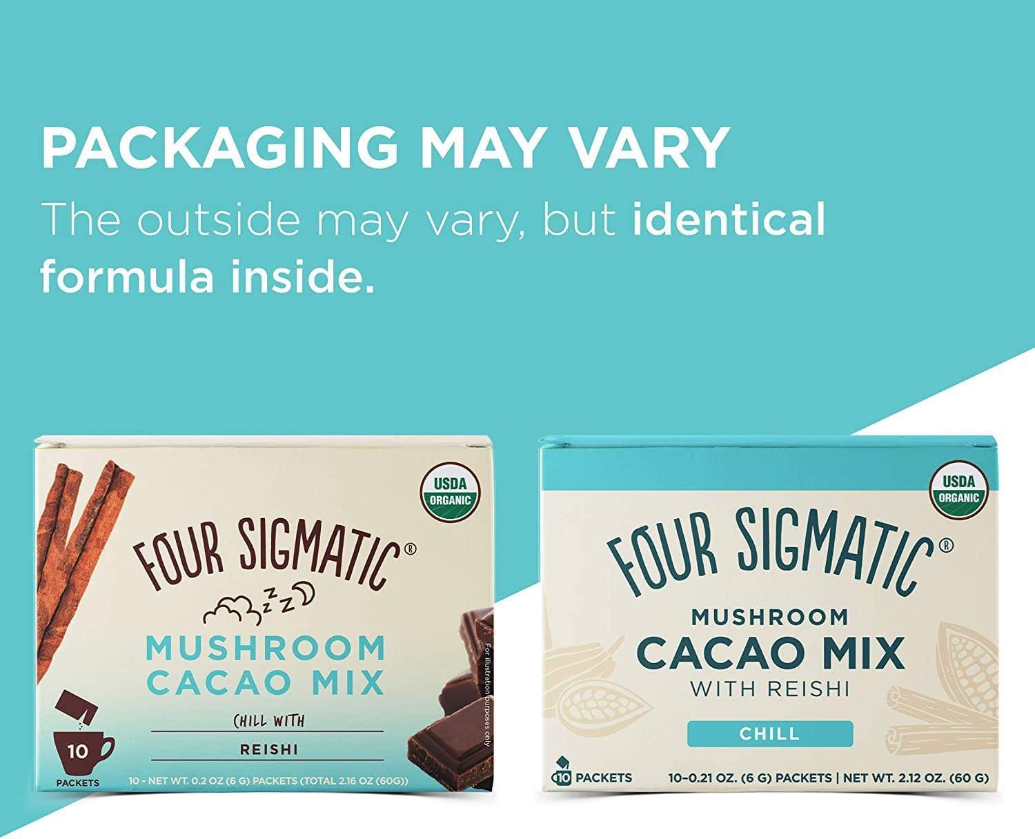 Four Sigmatic, Mushroom Cacao Mix with Reishi, 10 Packets, 6 g (0.21 oz) Each