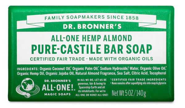 Dr. Bronner's, Pure-Castile Bar Soap, Almond, 140g (5Oz)
