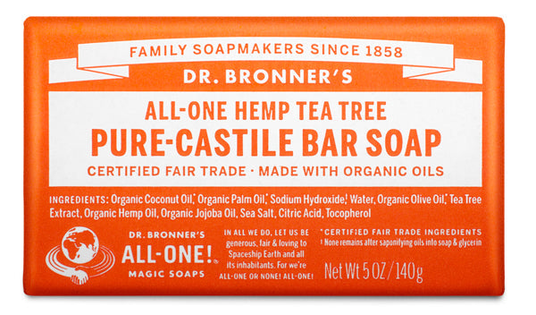 Dr. Bronner's, Pure-Castile Bar Soap, Tea Tree, 140g (5Oz)