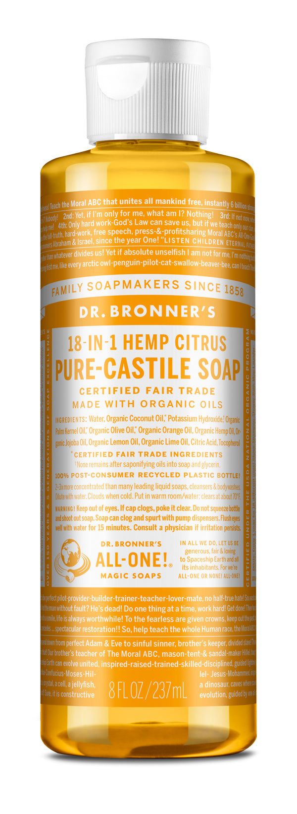 Dr. Bronner's, Pure-Castile Liquid Soap, Citrus Orange, 237mL