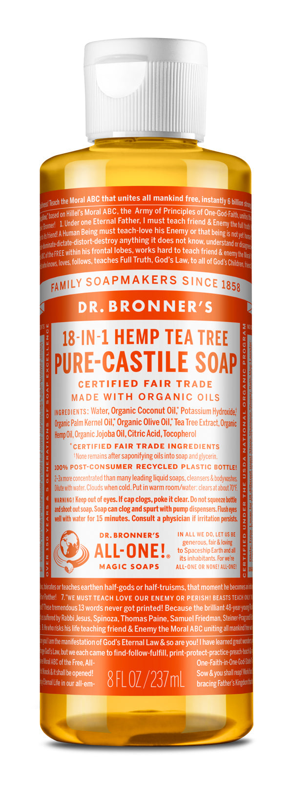 Dr. Bronner's, Pure-Castile Liquid Soap, Tea Tree, 237mL