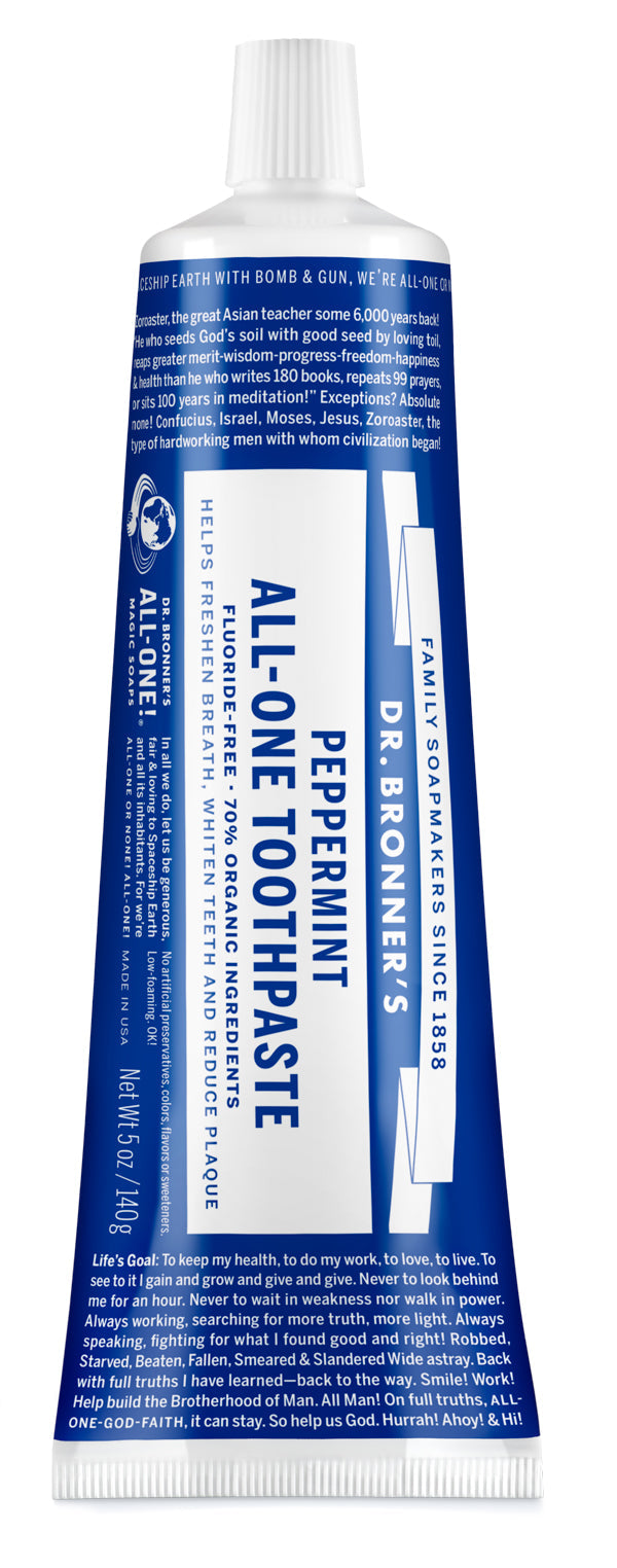 Dr. Bronner’s, All-One Toothpaste, Peppermint, 140g (5Oz)