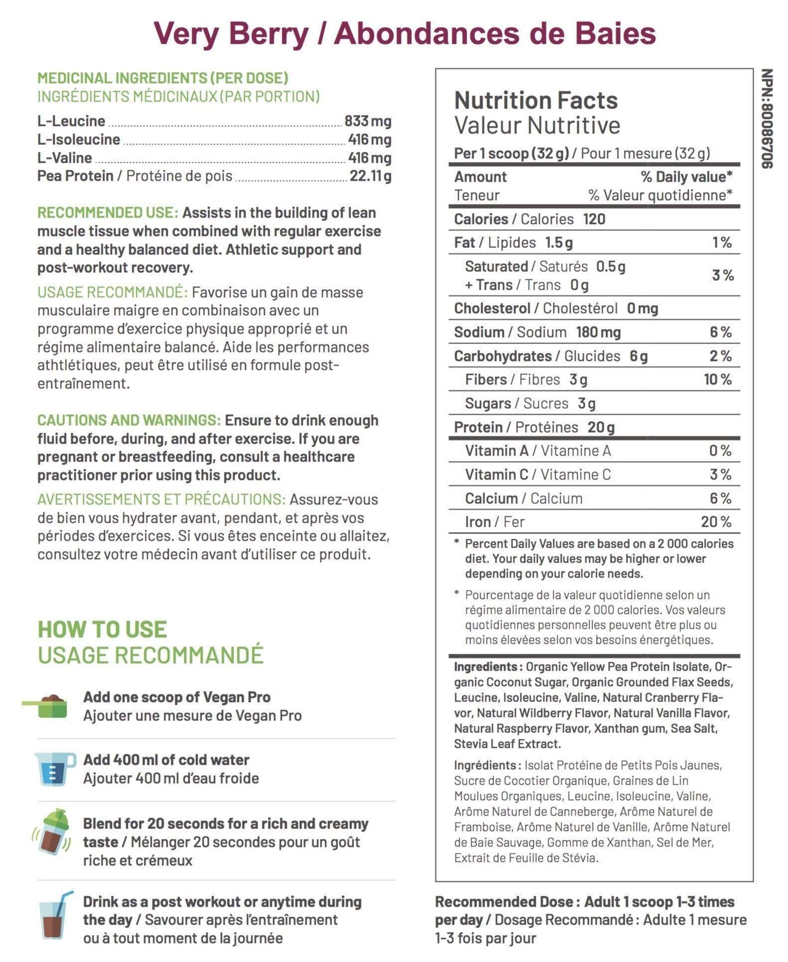 Raw Nutritional Vegan Pro 2 lbs - Very Berry