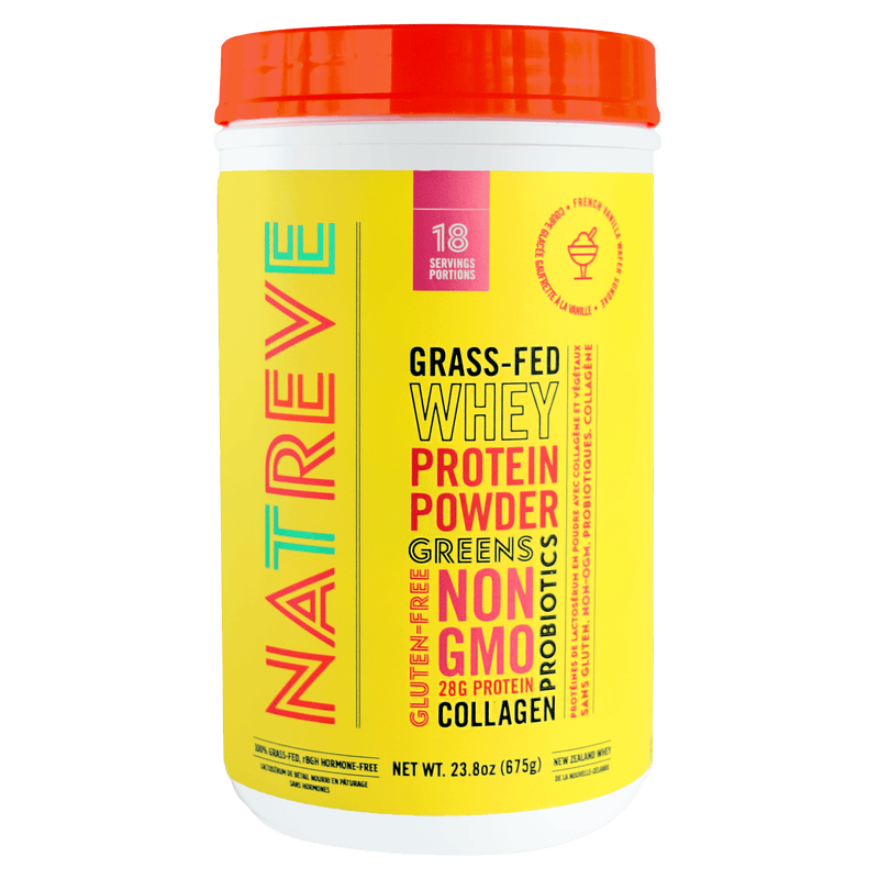 Natreve Grass-Fed بروتين مصل اللبن مثلجات ويفر الفانيليا الفرنسية 675 جم