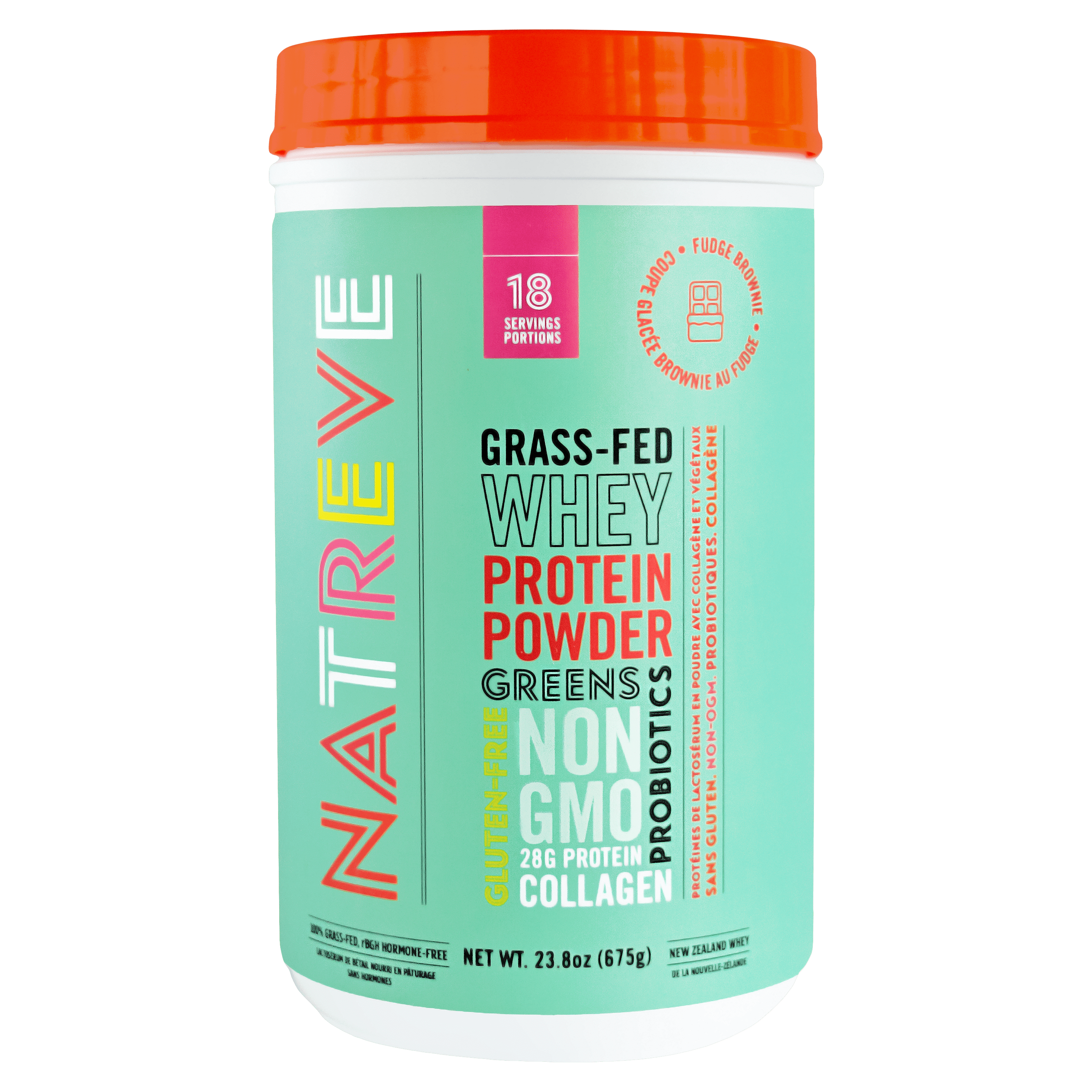 Natreve Grass-Fed Whey Protein Fudge Brownie Sundae 675 g