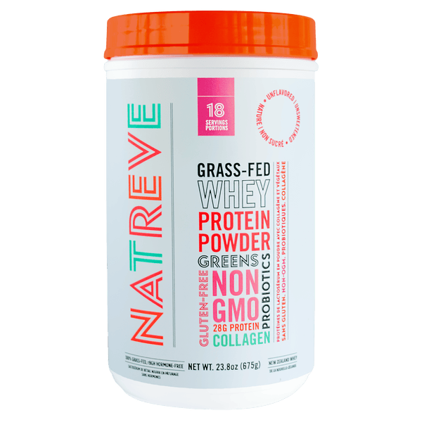 Natreve Grass-Fed بروتين مصل الحليب، بدون نكهة / غير محلى، 675 جم