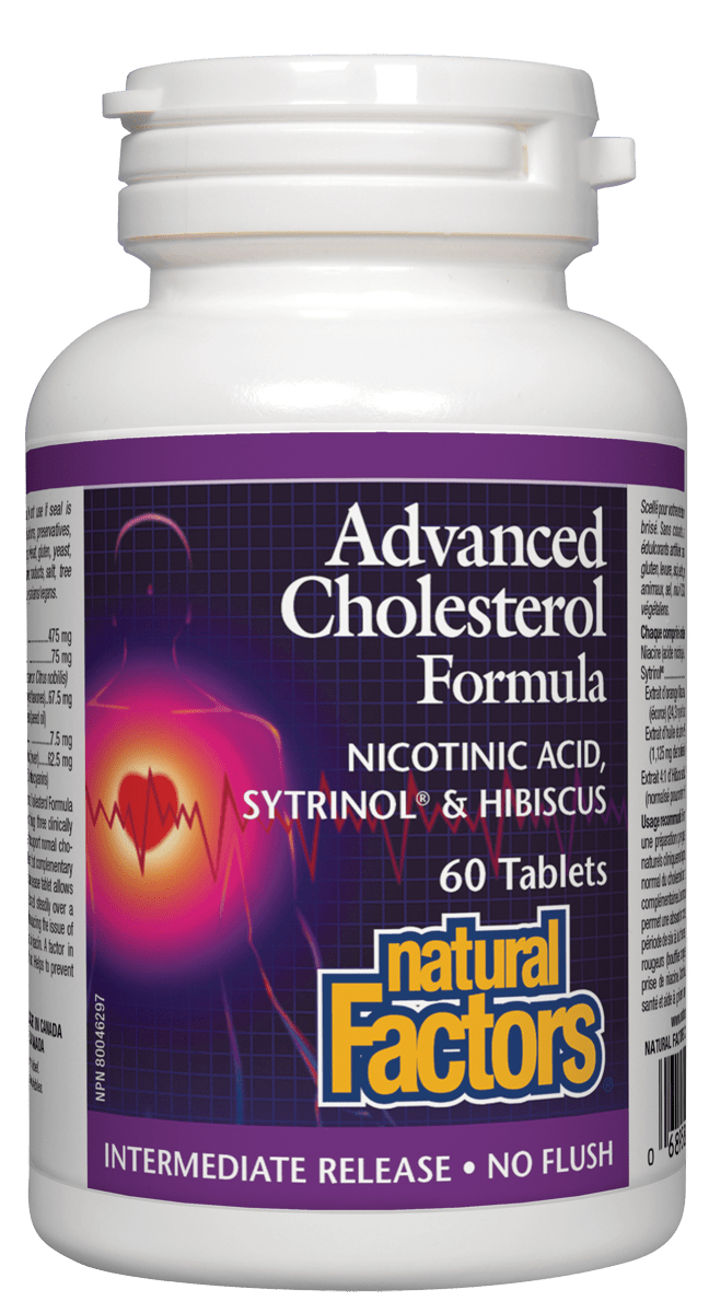 Natural Factors Advanced Cholesterol Formula - Nicotinic Acid, Sytrinol & Hibiscus 60 Tablets
