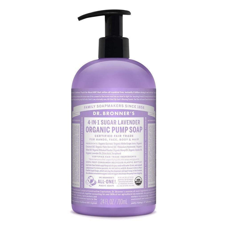 Dr. Bronner's, 유기농 펌프 비누 4-In-1 슈가 베이비, 라벤더, 355mL