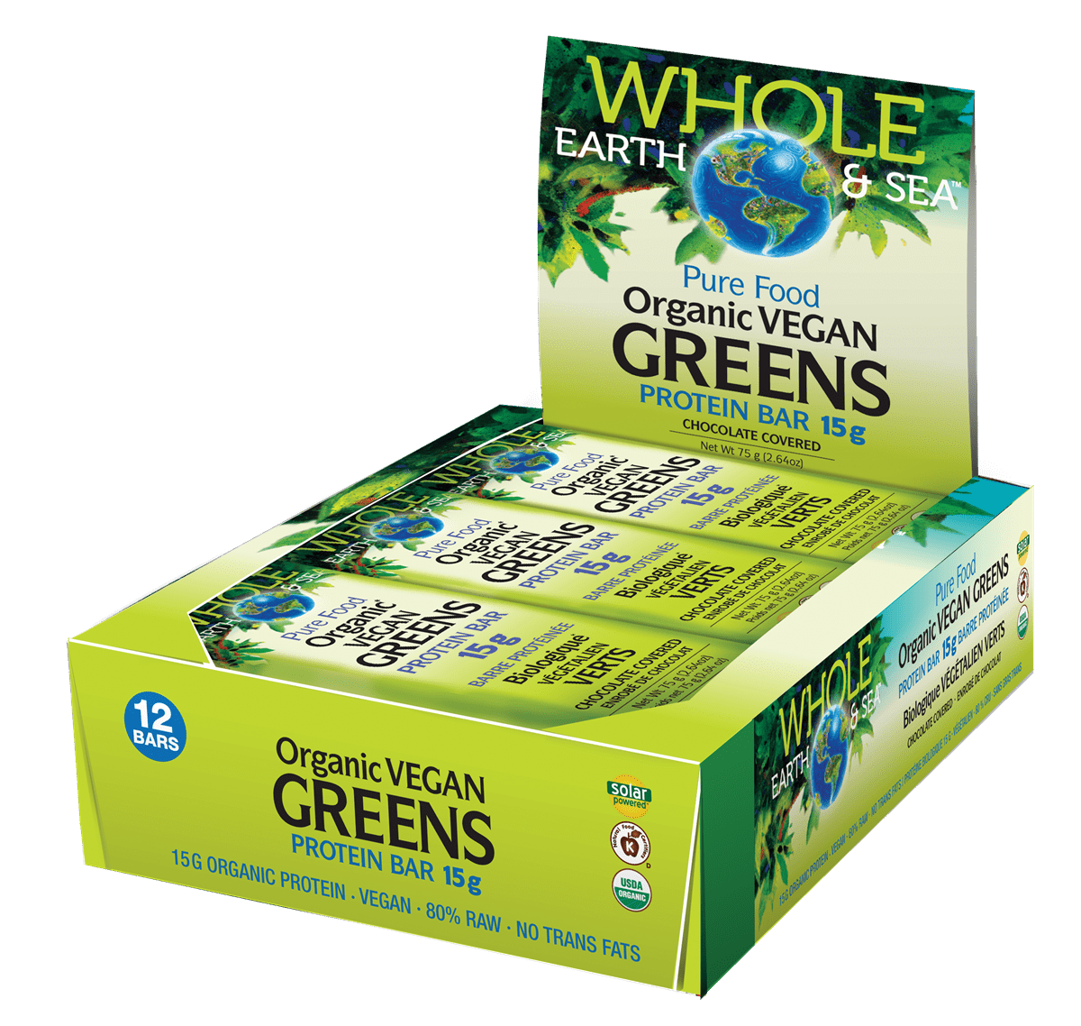 Whole Earth and Sea Pure Food Organic Vegan Greens Protein Bar