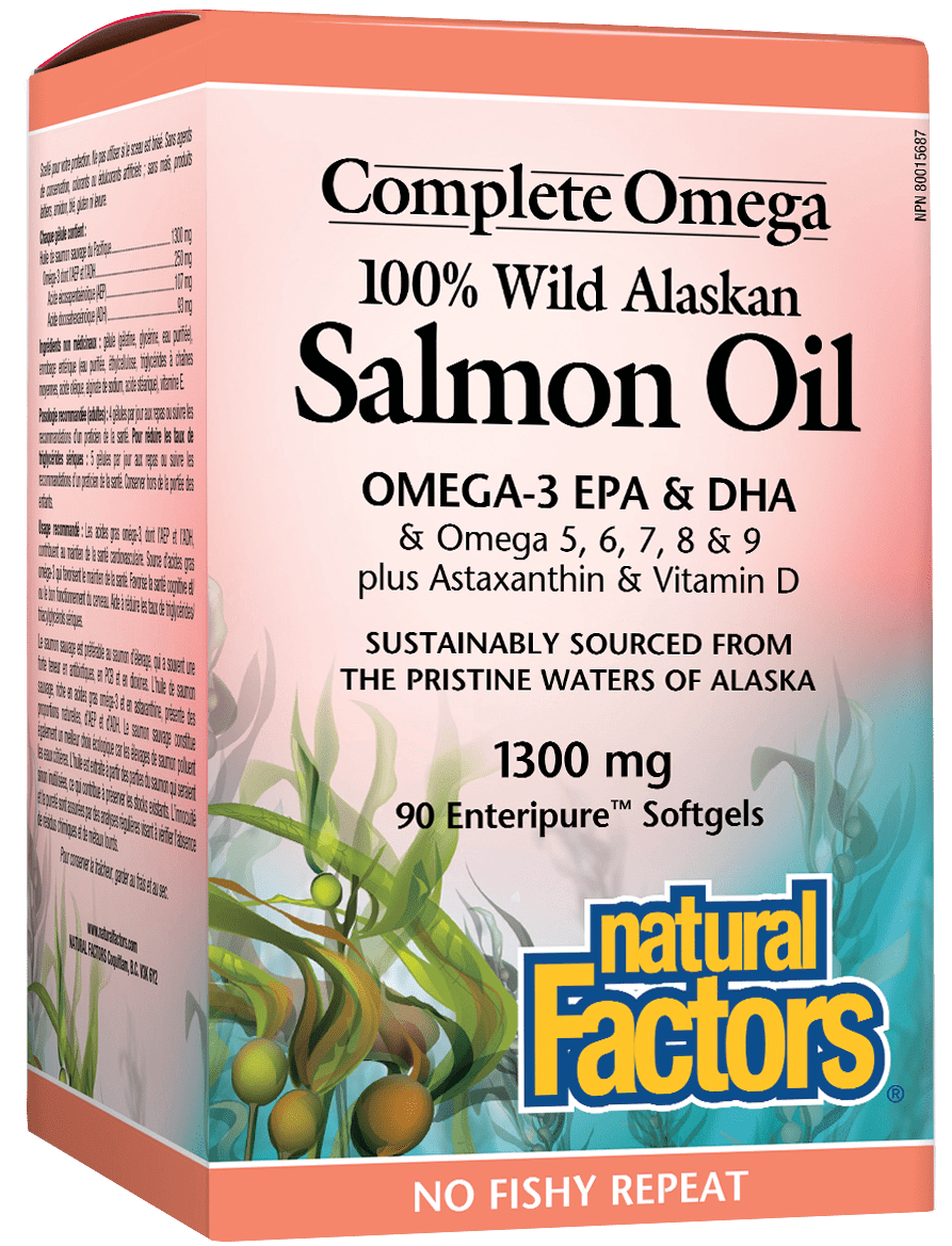 Natural Factors 100% Wild Alaskan Salmon Oil 90 Softgels