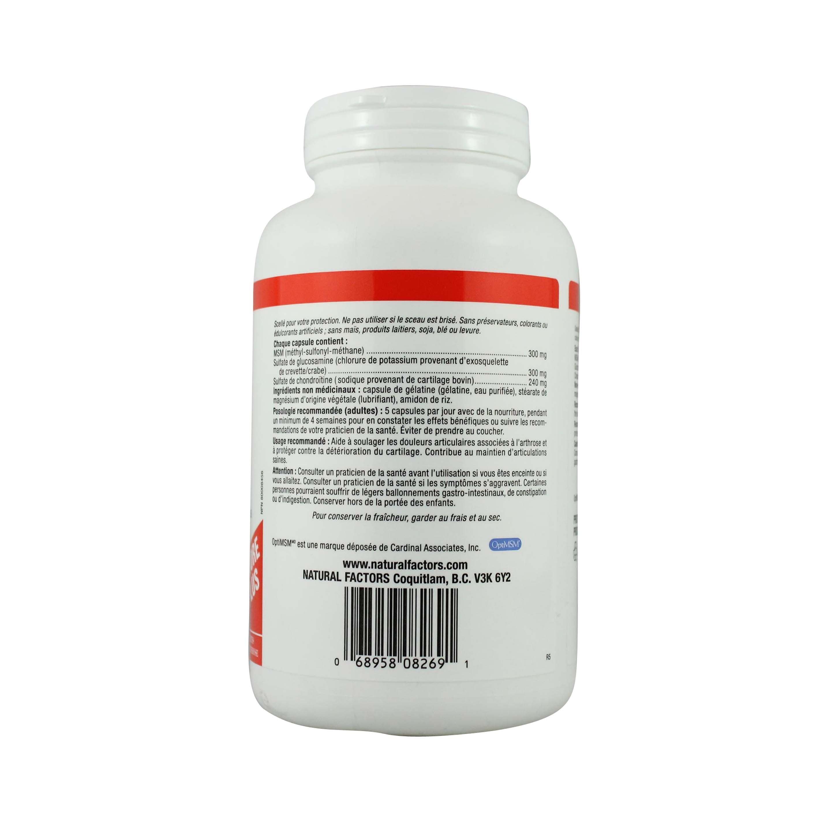 Natural Factors MSM Joint Formula Bonus Size 240 Capsules