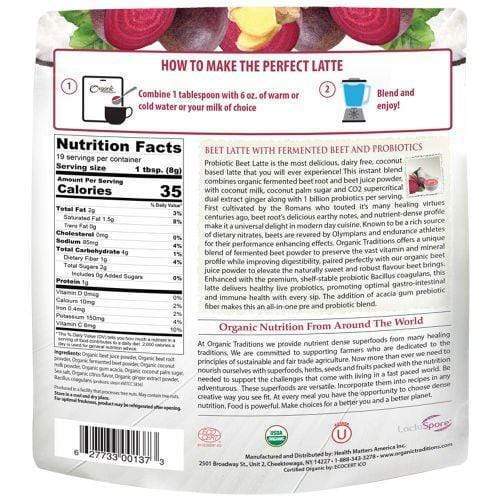 Organic Traditions Beet Latte with Fermented Beet and Probiotics 150 g