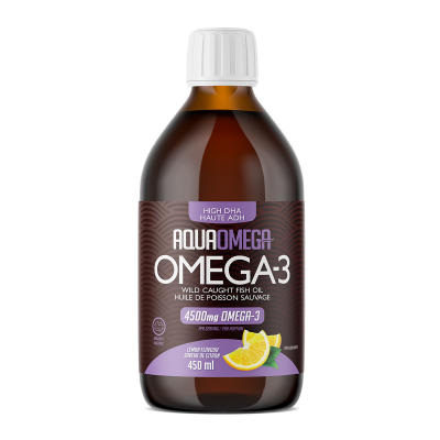 AquaOmega, High DHA Omega-3, 4500mg, Lemon, 450mL