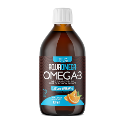 AquaOmega, 고 EPA 오메가-3, 4380mg, 주황색, 450mL