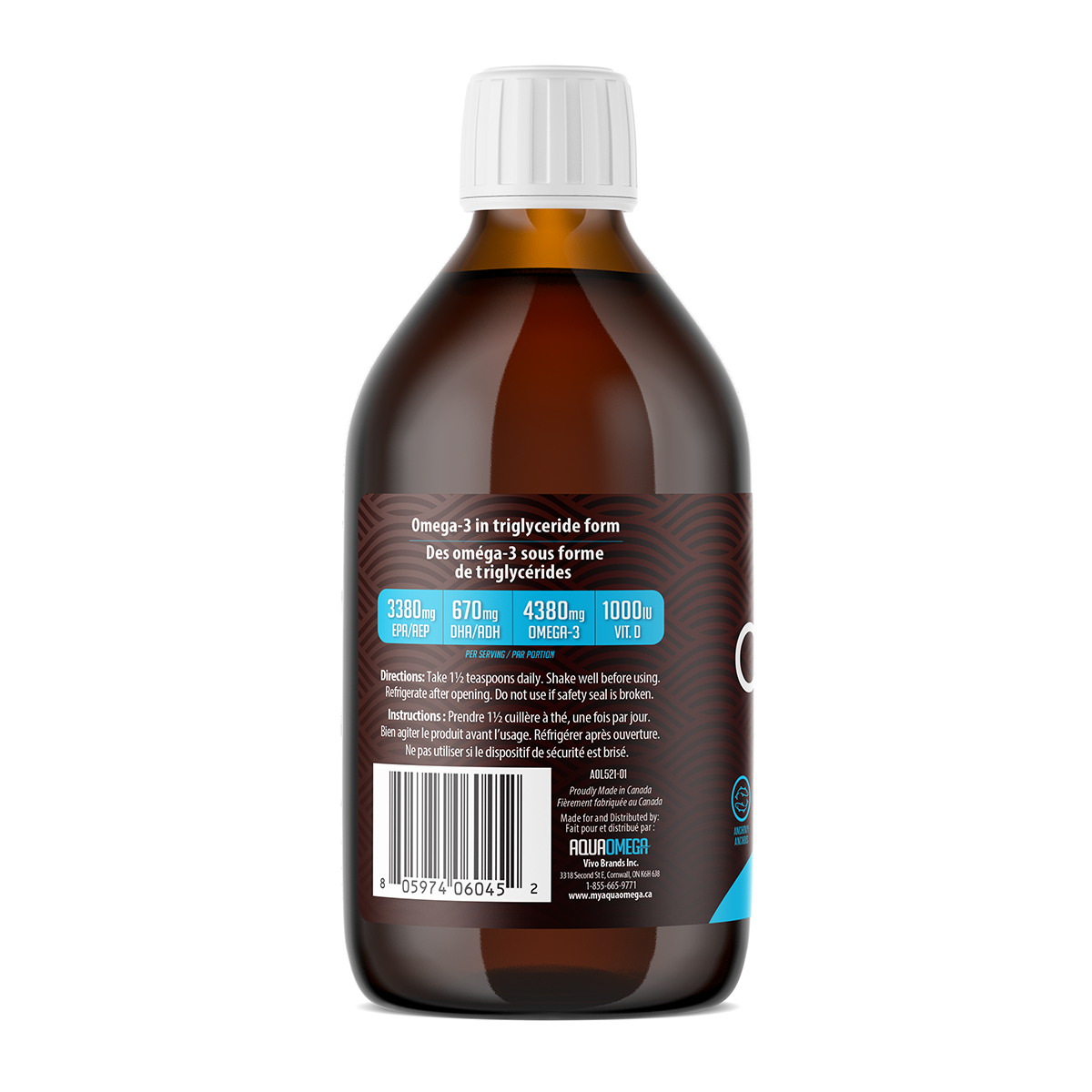 AquaOmega, High EPA Omega-3, 4380mg, Orange, 450mL